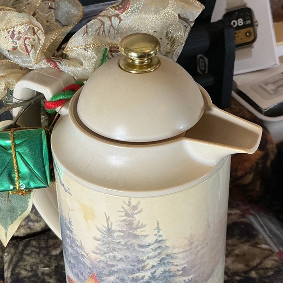 Festive Cardinal Coffee Pot with Bow - Picture 7 of 9
